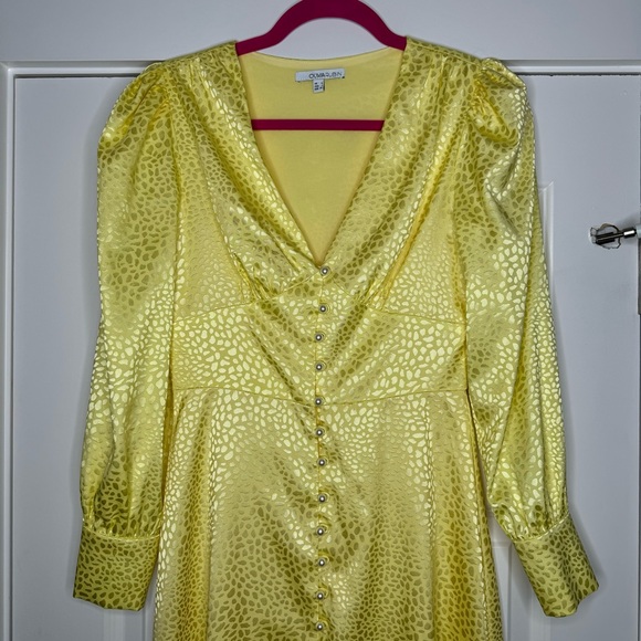 Olivia Rubin Dahlia Midi Dress Yellow Long Sleeve Button - Picture 13 of 16